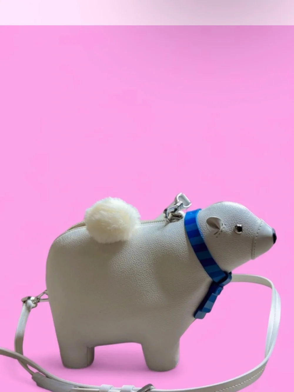 NWT Kate Spade White Polar Bear Crossbody Bag with Blue Scarf